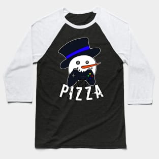 Snowman Face Gamer Pizza Baseball T-Shirt